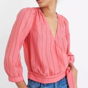 Madewell Wrap Top in Cecelia Stripe. Sz Medium